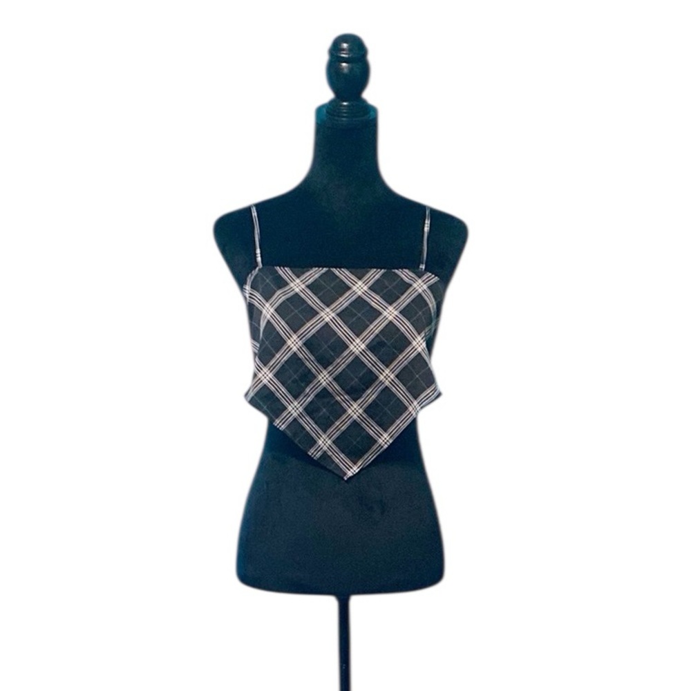 Divided H&M Black and White Plaid Bandana Top - Size Medium